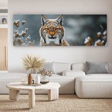 Lade das Bild in den Galerie-Viewer, Acrylglasbild Luchs im verschneiten Winterwald Panorama