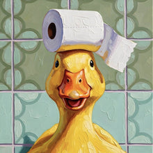 Lade das Bild in den Galerie-Viewer, Aluminiumbild gebürstet Lustige Ente im Badezimmer Quadrat