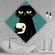 Lade das Bild in den Galerie-Viewer, Acrylglasbild Lustige Katze mit Toilettenpapier Raute