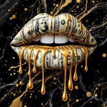 Lade das Bild in den Galerie-Viewer, Leinwandbild Luxuriöse Geldlippen mit goldenen Akzenten Quadrat