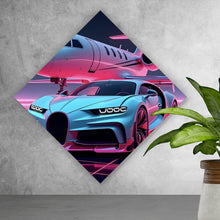 Lade das Bild in den Galerie-Viewer, Leinwandbild Luxuriöses Auto und Jet in futuristischer Umgebung Raute