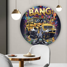 Lade das Bild in den Galerie-Viewer, Aluminiumbild gebürstet Luxus Ente mit Auto und Geld Kreis