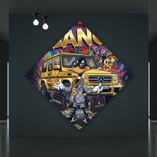 Lade das Bild in den Galerie-Viewer, Acrylglasbild Luxus Ente mit Auto und Geld Raute