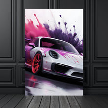 Lade das Bild in den Galerie-Viewer, Spannrahmenbild Luxus Rennwagen in Farbexplosion Hochformat