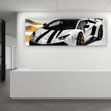Lade das Bild in den Galerie-Viewer, Leinwandbild Luxus Sportwagen auf der Rennbahn Panorama
