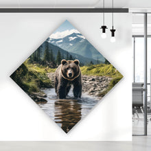 Lade das Bild in den Galerie-Viewer, Acrylglasbild Mächtiger Bär in natürlicher Umgebung Raute