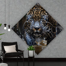 Lade das Bild in den Galerie-Viewer, Spannrahmenbild Mächtiger Jaguar im Wasser Raute