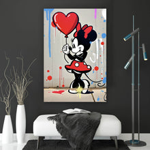 Lade das Bild in den Galerie-Viewer, Acrylglasbild Mädchen mit Herz und Comic Maus Hochformat