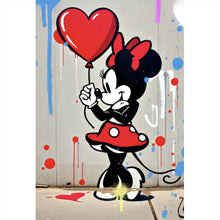 Lade das Bild in den Galerie-Viewer, Acrylglasbild Mädchen mit Herz und Comic Maus Hochformat