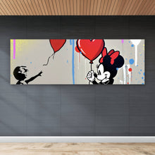 Lade das Bild in den Galerie-Viewer, Acrylglasbild Mädchen mit Herz und Comic Maus Panorama