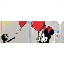Lade das Bild in den Galerie-Viewer, Acrylglasbild Mädchen mit Herz und Comic Maus Panorama