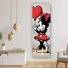 Lade das Bild in den Galerie-Viewer, Acrylglasbild Mädchen mit Herz und Comic Maus Panorama Hoch