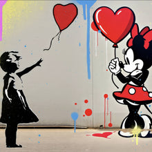 Lade das Bild in den Galerie-Viewer, Spannrahmenbild Mädchen mit Herz und Comic Maus Quadrat