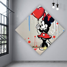 Lade das Bild in den Galerie-Viewer, Spannrahmenbild Mädchen mit Herz und Comic Maus Raute