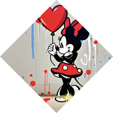 Lade das Bild in den Galerie-Viewer, Acrylglasbild Mädchen mit Herz und Comic Maus Raute