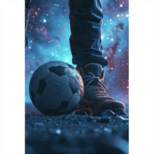 Lade das Bild in den Galerie-Viewer, Aluminiumbild gebürstet Magische Aufnahme eines Fußballs Hochformat