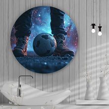 Lade das Bild in den Galerie-Viewer, Aluminiumbild gebürstet Magische Aufnahme eines Fußballs Kreis