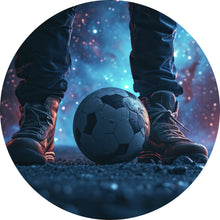 Lade das Bild in den Galerie-Viewer, Aluminiumbild gebürstet Magische Aufnahme eines Fußballs Kreis