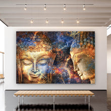 Lade das Bild in den Galerie-Viewer, Aluminiumbild gebürstet Magische Buddhas Querformat