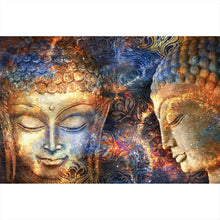 Lade das Bild in den Galerie-Viewer, Aluminiumbild gebürstet Magische Buddhas Querformat