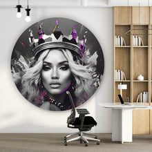Lade das Bild in den Galerie-Viewer, Aluminiumbild Majestätische Frau mit Krone kunstvoll Kreis