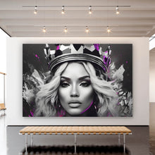 Lade das Bild in den Galerie-Viewer, Acrylglasbild Majestätische Frau mit Krone kunstvoll Querformat