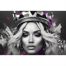 Lade das Bild in den Galerie-Viewer, Leinwandbild Majestätische Frau mit Krone kunstvoll Querformat