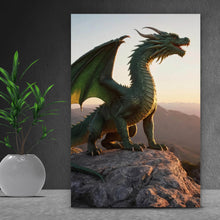 Lade das Bild in den Galerie-Viewer, Poster Majestätischer Drache auf Felsen Hochformat