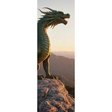 Lade das Bild in den Galerie-Viewer, Leinwandbild Majestätischer Drache auf Felsen Panorama Hoch