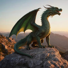 Lade das Bild in den Galerie-Viewer, Aluminiumbild gebürstet Majestätischer Drache auf Felsen Quadrat