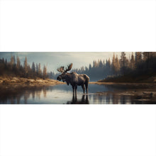 Lade das Bild in den Galerie-Viewer, Acrylglasbild Majestätischer Elch im See Panorama