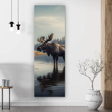 Lade das Bild in den Galerie-Viewer, Acrylglasbild Majestätischer Elch im See Panorama Hoch
