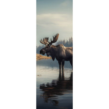 Lade das Bild in den Galerie-Viewer, Acrylglasbild Majestätischer Elch im See Panorama Hoch