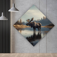 Lade das Bild in den Galerie-Viewer, Acrylglasbild Majestätischer Elch im See Raute