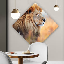 Lade das Bild in den Galerie-Viewer, Acrylglasbild Majestätischer Löwe in natürlicher Umgebung Raute