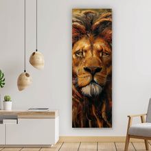Lade das Bild in den Galerie-Viewer, Leinwandbild Majestätischer Löwe mit beeindruckender Mähne Panorama Hoch