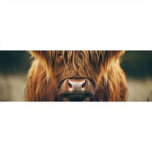 Lade das Bild in den Galerie-Viewer, Leinwandbild Majestätisches Hochlandrind im Naturambiente Panorama