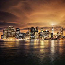 Lade das Bild in den Galerie-Viewer, Leinwandbild Manhattan bei Sonnenuntergang Quadrat