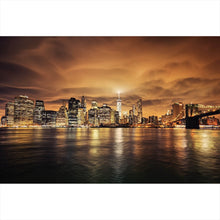 Lade das Bild in den Galerie-Viewer, Aluminiumbild Manhattan bei Sonnenuntergang Querformat