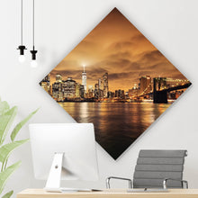 Lade das Bild in den Galerie-Viewer, Aluminiumbild Manhattan bei Sonnenuntergang Raute