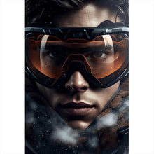 Lade das Bild in den Galerie-Viewer, Acrylglasbild Mann mit Skibrille in Nahaufnahme Hochformat