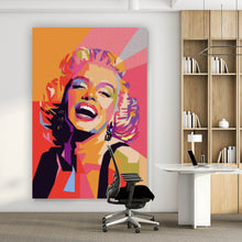 Lade das Bild in den Galerie-Viewer, Spannrahmenbild Marylin in rasterartiger Textur Pop Art Hochformat