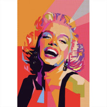 Lade das Bild in den Galerie-Viewer, Acrylglasbild Marylin in rasterartiger Textur Pop Art Hochformat