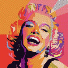Lade das Bild in den Galerie-Viewer, Poster Marylin in rasterartiger Textur Pop Art Quadrat