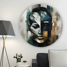 Lade das Bild in den Galerie-Viewer, Aluminiumbild gebürstet Maskenhaftes Portait Abstrakt Kreis