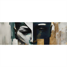 Lade das Bild in den Galerie-Viewer, Aluminiumbild gebürstet Maskenhaftes Portait Abstrakt Panorama