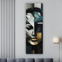 Lade das Bild in den Galerie-Viewer, Aluminiumbild Maskenhaftes Portait Abstrakt Panorama Hoch
