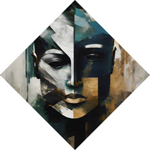 Lade das Bild in den Galerie-Viewer, Leinwandbild Maskenhaftes Portait Abstrakt Raute