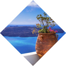 Lade das Bild in den Galerie-Viewer, Spannrahmenbild Mediterrane Terrasse mit atemberaubendem Meerblick Raute