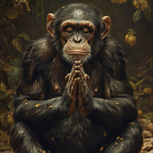 Lade das Bild in den Galerie-Viewer, Leinwandbild Meditierender Schimpanse mit Bananen Quadrat